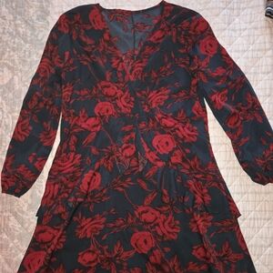 Elegant Red Floral Dress